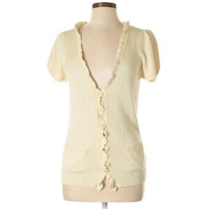 Juicy Couture Cream Ruffle Button-Up Cardigan